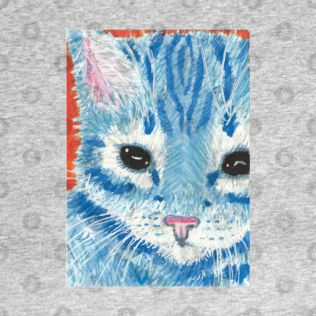 Blue kitten cat  face by SamsArtworks